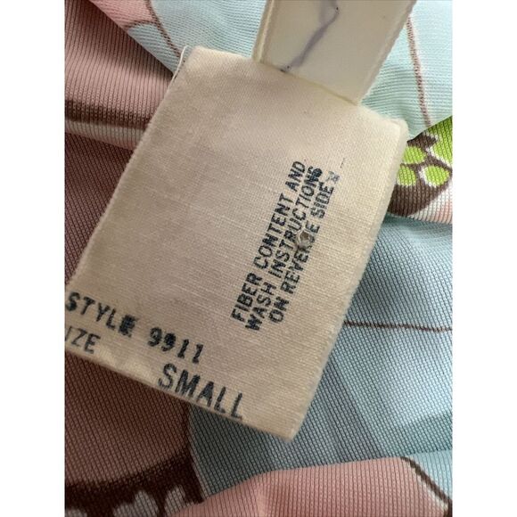 Vintage Leonora Retro Floral 100% Nylon Half Zip Robe Pocket Long Sleeve USA S - Picture 11 of 15